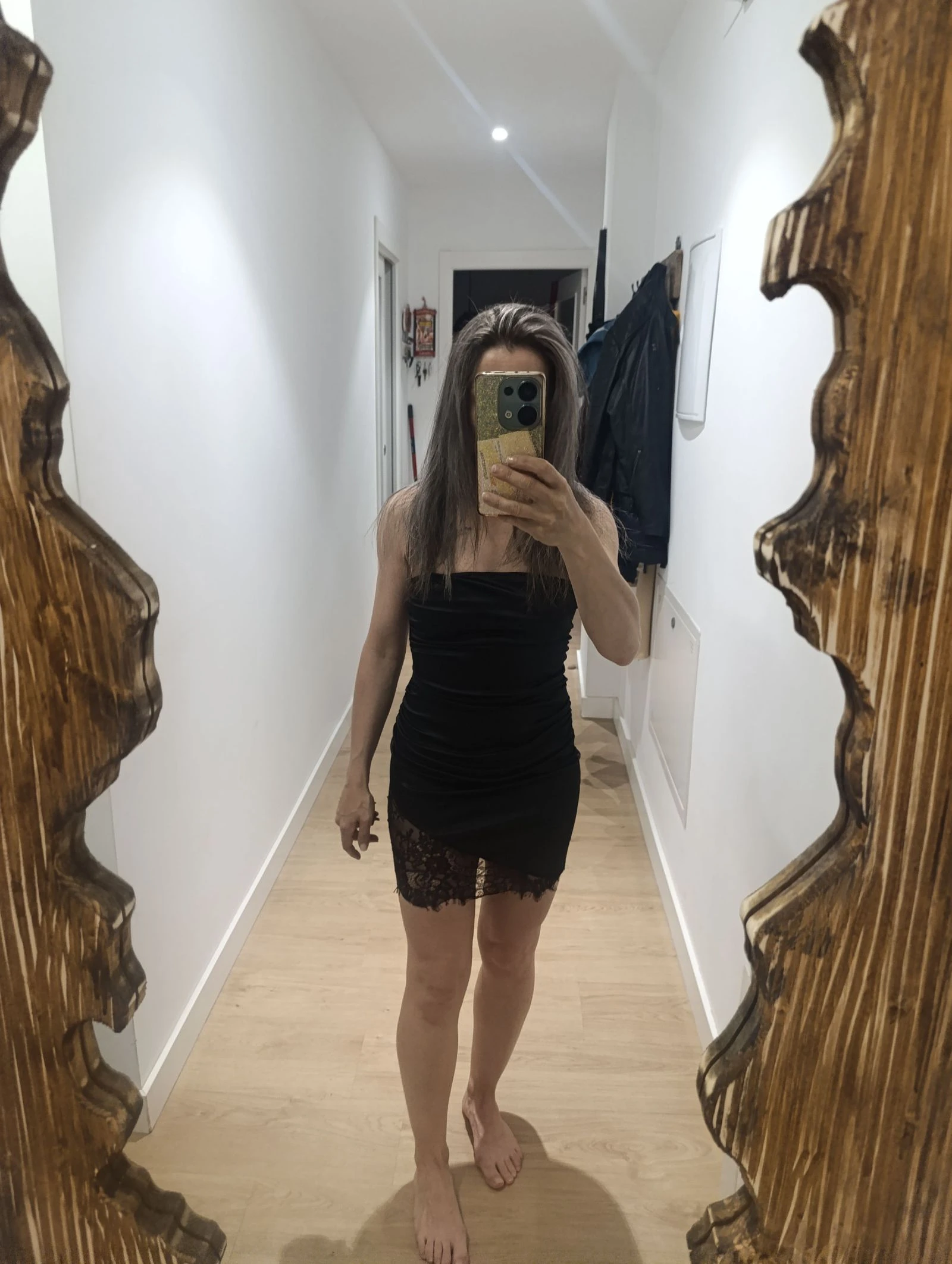 Vestido satén palabra de honor 